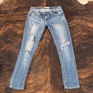 Stylish Distressed Blue Skinny Jeans